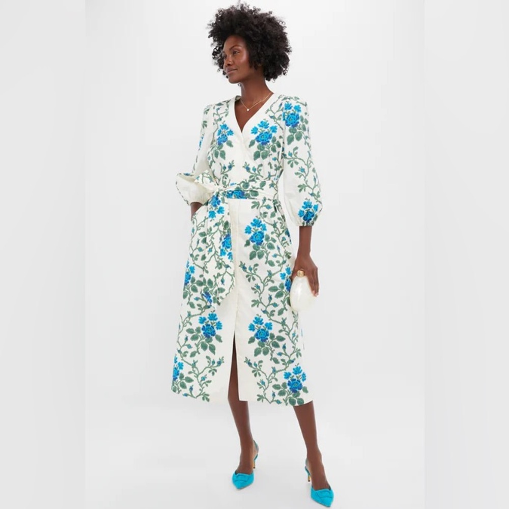 NEW Tuckernuck Cerulean Vine Cotton Poplin Lachlan dress. M. NWT - Picture 5 of 6